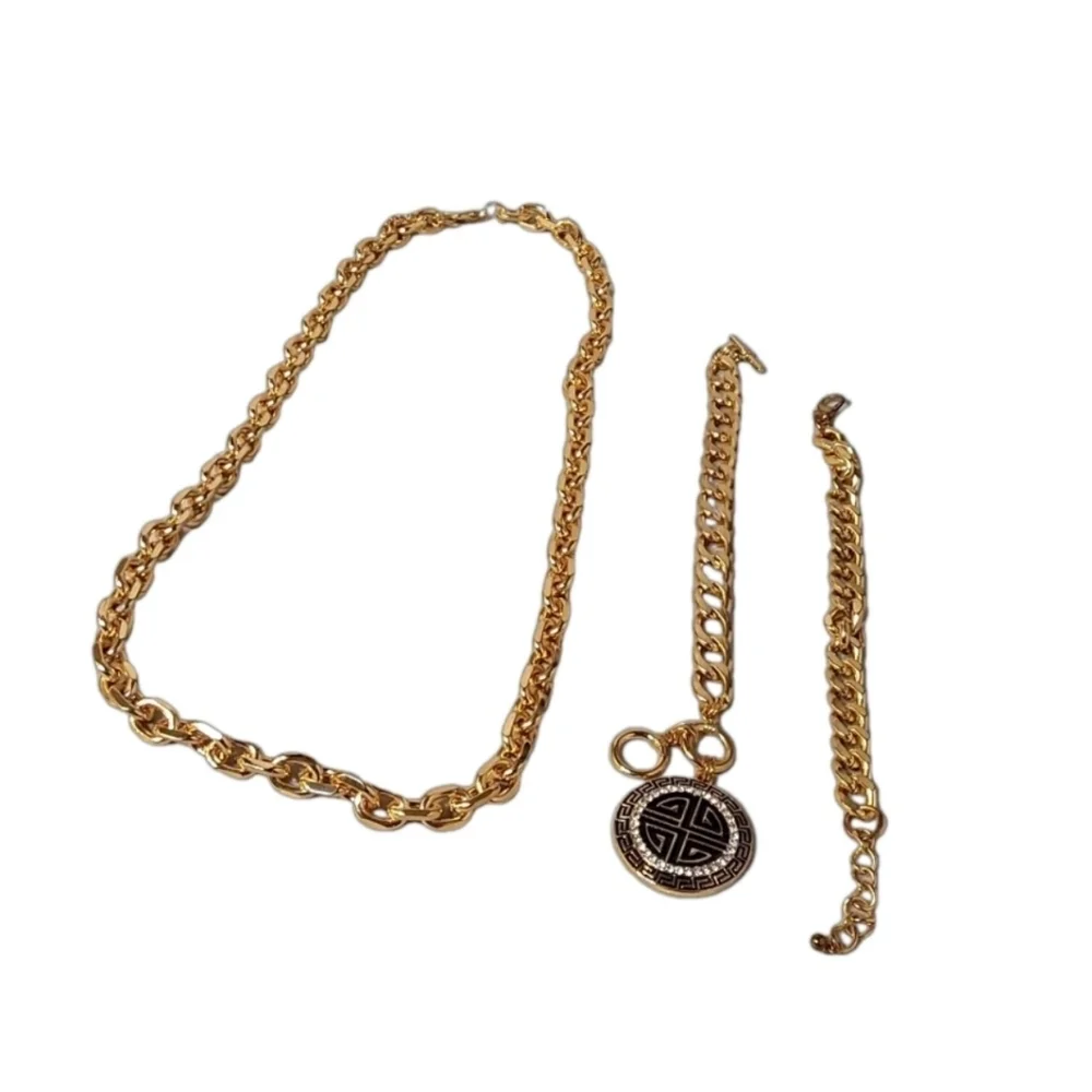 MEN'S‎  3 PIECES FASHION CUBAN LINK GOLD JEWELRY